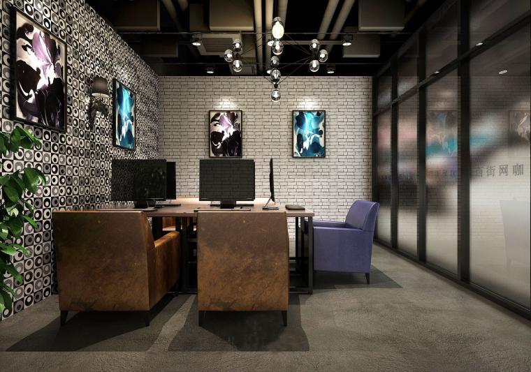 復古網(wǎng)咖競技區(qū)裝修設計效果圖 