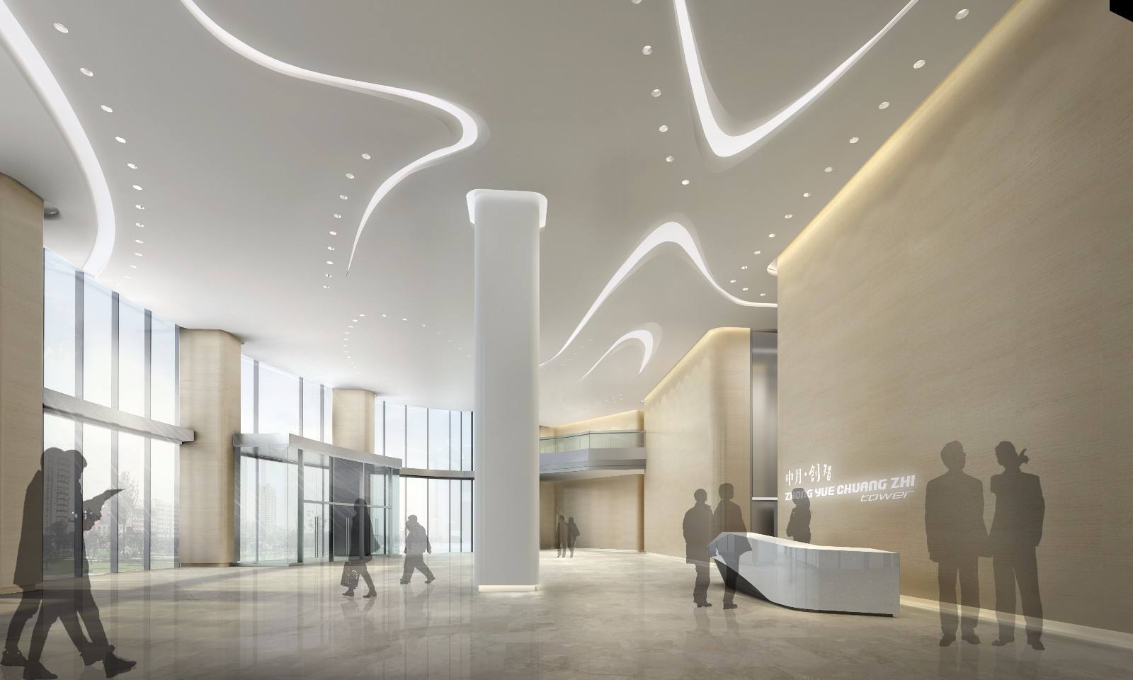 寫(xiě)字樓接待大廳裝設(shè)計(jì)概念效果圖