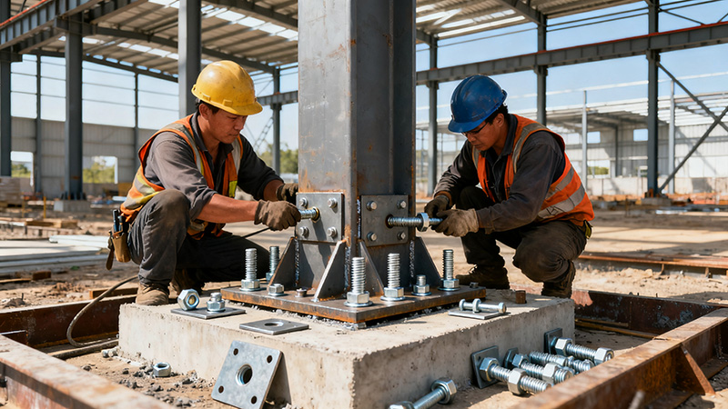 廠房鋼結(jié)構(gòu)柱腳安裝